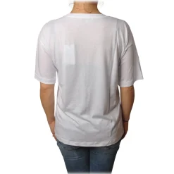 Patrizia Pepe - T-shirt Round-Neck Model with Print and Strass - White - T-shirt - Made in Italy - Luxury Exclusive Collection - Avvenice