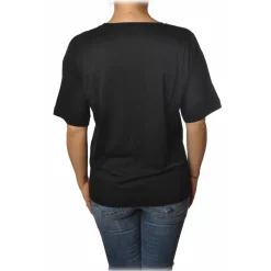 Patrizia Pepe - T-shirt Round-Neck Model with Print and Strass - Black - T-shirt - Made in Italy - Luxury Exclusive Collection - Avvenice