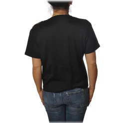Patrizia Pepe - T-shirt Round-Neck Model with Brooch Detail - Black - T-shirt - Made in Italy - Luxury Exclusive Collection - Avvenice
