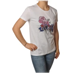 Patrizia Pepe - T-shirt Round-Neck Model with Print and Strass - White - T-shirt - Made in Italy - Luxury Exclusive Collection - Avvenice
