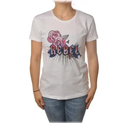 Patrizia Pepe - T-shirt Round-Neck Model with Print and Strass - White - T-shirt - Made in Italy - Luxury Exclusive Collection - Avvenice