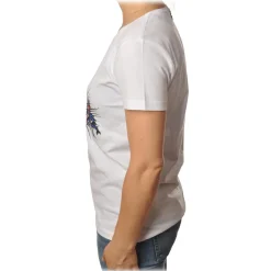 Patrizia Pepe - T-shirt Round-Neck Model with Print and Strass - White - T-shirt - Made in Italy - Luxury Exclusive Collection - Avvenice