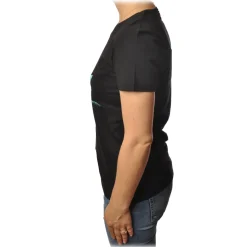 Patrizia Pepe - T-shirt Round-Neck Model with Print and Strass - Black - T-shirt - Made in Italy - Luxury Exclusive Collection - Avvenice