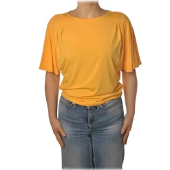Patrizia Pepe - T-shirt Short Sleeves with Pence Detail - Yellow - T-shirt - Made in Italy - Luxury Exclusive Collection - Avvenice