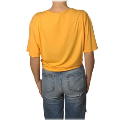Patrizia Pepe - T-shirt Short Sleeves with Pence Detail - Yellow - T-shirt - Made in Italy - Luxury Exclusive Collection - Avvenice
