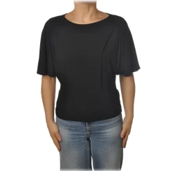 Patrizia Pepe - T-shirt Short Sleeves with Pence Detail - Black - T-shirt - Made in Italy - Luxury Exclusive Collection - Avvenice