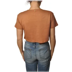 Patrizia Pepe - T-shirt with Gold Chain Detail - Orange - T-shirt - Made in Italy - Luxury Exclusive Collection - Avvenice