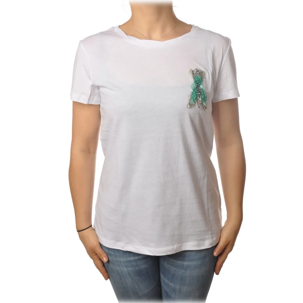 Patrizia Pepe - T-shirt with Fly-Shaped Bead Embroidery - White - T-shirt - Made in Italy - Luxury Exclusive Collection - Avvenice