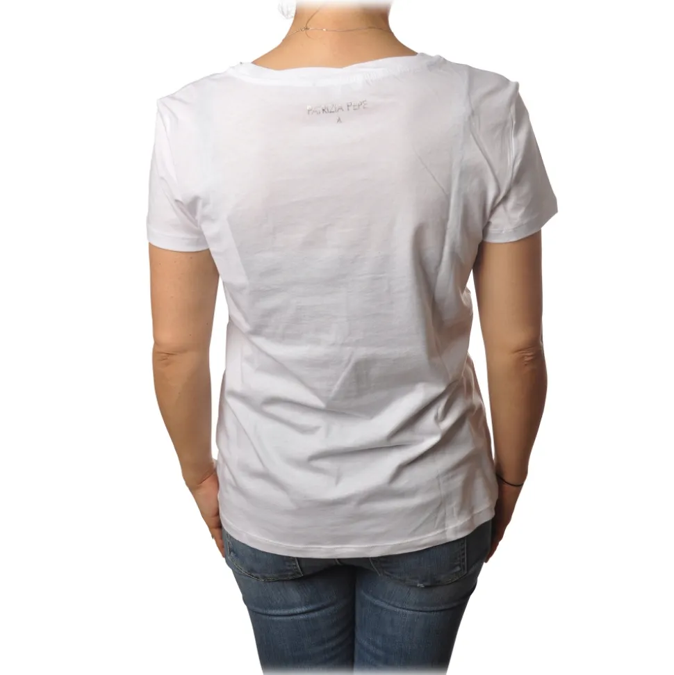 Patrizia Pepe - T-shirt with Fly-Shaped Bead Embroidery - White - T-shirt - Made in Italy - Luxury Exclusive Collection - Avvenice