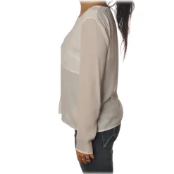 Patrizia Pepe - Tunic with Long Sleeve and Cut on the Front - White - Shirt - Made in Italy - Luxury Exclusive Collection - Avvenice