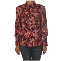 Patrizia Pepe - Tunic with High Collar in Fantasy - Flower Fantasy - Shirt - Made in Italy - Luxury Exclusive Collection - Avvenice