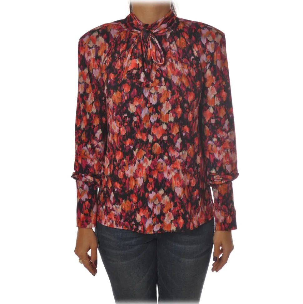 Patrizia Pepe - Tunic with High Collar in Fantasy - Flower Fantasy - Shirt - Made in Italy - Luxury Exclusive Collection - Avvenice