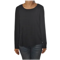 Patrizia Pepe - Tunic with Long Sleeve and Cut on the Front - Black - Shirt - Made in Italy - Luxury Exclusive Collection - Avvenice