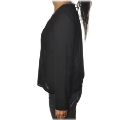 Patrizia Pepe - Tunic with Long Sleeve and Cut on the Front - Black - Shirt - Made in Italy - Luxury Exclusive Collection - Avvenice