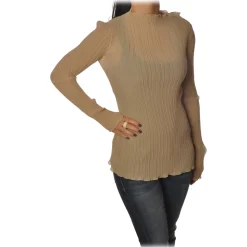 Patrizia Pepe - Tunic with Long Sleeve Plissé - Beige - Shirt - Made in Italy - Luxury Exclusive Collection - Avvenice
