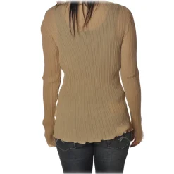 Patrizia Pepe - Tunic with Long Sleeve Plissé - Beige - Shirt - Made in Italy - Luxury Exclusive Collection - Avvenice