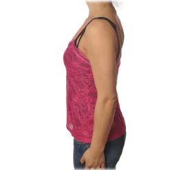 Patrizia Pepe - V-neck Tank Top in Stretch Lace - Fuxsia - T-shirt - Made in Italy - Luxury Exclusive Collection - Avvenice