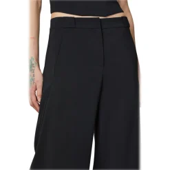 Patrizia Pepe - Wide Leg Trousers in Technical Fabric - Black - Trousers - Made in Italy - Luxury Exclusive Collection - Avvenice