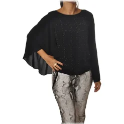 Patrizia Pepe -Tunic Blouse Model Asymmetrical - Black - Shirt - Made in Italy - Luxury Exclusive Collection - Avvenice