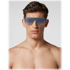 Philipp Plein - Target Leather Collection - Black Turquoise Mirror - Sunglasses - Philipp Plein Eyewear - Avvenice