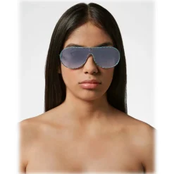 Philipp Plein - Target Leather Collection - Black Turquoise Mirror - Sunglasses - Philipp Plein Eyewear - Avvenice