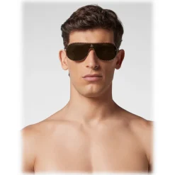 Philipp Plein - Target Leather Collection - Gold Brown - Sunglasses - Philipp Plein Eyewear - Avvenice