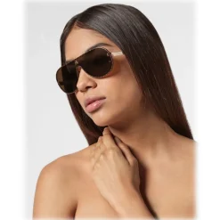 Philipp Plein - Target Leather Collection - Gold Brown - Sunglasses - Philipp Plein Eyewear - Avvenice