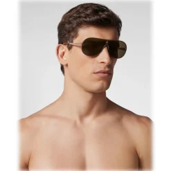 Philipp Plein - Target Leather Collection - Gold Brown - Sunglasses - Philipp Plein Eyewear - Avvenice