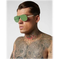 Philipp Plein - Target Monogram Collection - Nickel and Mirrored Green - Sunglasses - Philipp Plein Eyewear - Avvenice