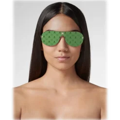 Philipp Plein - Target Monogram Collection - Nickel and Mirrored Green - Sunglasses - Philipp Plein Eyewear - Avvenice