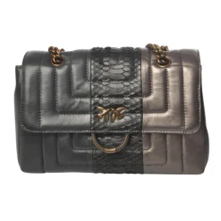Pinko - Bag Love Soft Quilting in Three Different Leathers - Anthracite - Bag - Made in Italy - Luxury Exclusive Collection - Avvenice