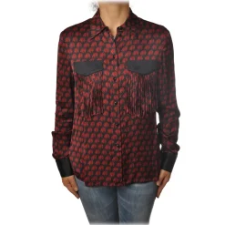 Pinko - Blouse Aristide with Long Sleeve in Silk Fantasy - Red/Black - Shirt - Made in Italy - Luxury Exclusive Collection - Avvenice