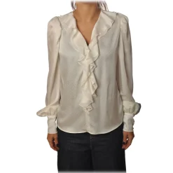 Pinko - Blouse Astrometria2 V-neck in Jacquard Effect - White - Shirt - Made in Italy - Luxury Exclusive Collection - Avvenice