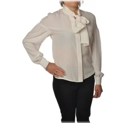 Pinko - Blouse Irish with Ribbon around the Neck - White - Shirt - Made in Italy - Luxury Exclusive Collection - Avvenice