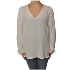 Pinko - Blouse Preludere V-neck and Soft Fit - White - Shirt - Made in Italy - Luxury Exclusive Collection - Avvenice