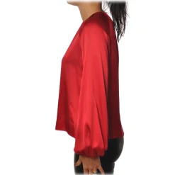 Pinko - Blouse Shirt Famatina in Shiny Silk - Red - Shirt - Made in Italy - Luxury Exclusive Collection - Avvenice
