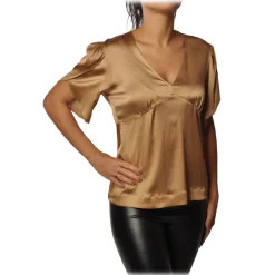 Pinko - Blouse Shirt Williamson in Shiny Silk - Gold - Shirt - Made in Italy - Luxury Exclusive Collection - Avvenice