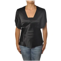 Pinko - Blouse William with Tulip-Shaped Sleeves in Silk - Black - Shirt - Made in Italy - Luxury Exclusive Collection - Avvenice