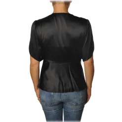 Pinko - Blouse William with Tulip-Shaped Sleeves in Silk - Black - Shirt - Made in Italy - Luxury Exclusive Collection - Avvenice