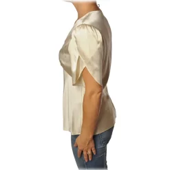 Pinko - Blouse William with Tulip-Shaped Sleeves in Silk - Ivory - Shirt - Made in Italy - Luxury Exclusive Collection - Avvenice