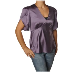 Pinko - Blouse William with Tulip-Shaped Sleeves in Silk - Purple - Shirt - Made in Italy - Luxury Exclusive Collection - Avvenice