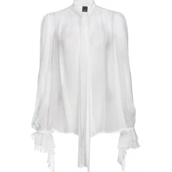 Pinko - Blouse with Sash Neck and Ruffles - White - Shirts - Made in Italy - Luxury Exclusive Collection - Avvenice