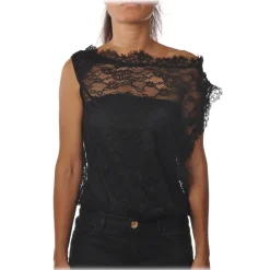 Pinko - Body Trattare in Lace with Underlying Band - Black - Top - Made in Italy - Luxury Exclusive Collection - Avvenice