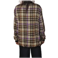 Pinko - Cardigan Rain with Long Sleeve and Gold Buttons - Brown/Purple - Sweater - Made in Italy - Luxury Exclusive Collection - Avvenice