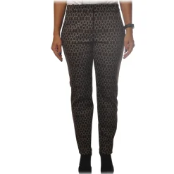 Pinko - Cigarette Trousers Bello95 in Geometric Pattern - Black/Brown - Trousers - Made in Italy - Luxury Exclusive Collection - Avvenice