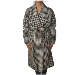 Pinko - Coat Alluvione1 Double Breasted Oversized - Black/White - Jacket - Made in Italy - Luxury Exclusive Collection - Avvenice