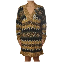 Pinko - Densista Dress in Jaquard Boucle Knit - Yellow/green/Black - Dress - Made in Italy - Luxury Exclusive Collection - Avvenice