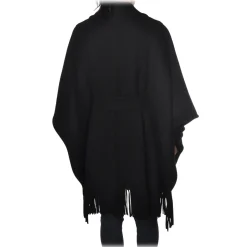 Pinko - Double-Breasted Coat Puerta Mantella with Fringes - Black - Jacket - Made in Italy - Luxury Exclusive Collection - Avvenice