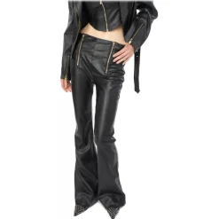 Pinko - Flare Trousers Leather Effect - Black - Trousers - Made in Italy - Luxury Exclusive Collection - Avvenice