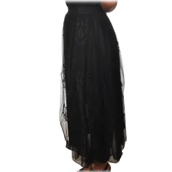 Pinko - Flared Skirt Maritare in Embroidered Tulle - Black - Skirt - Made in Italy - Luxury Exclusive Collection - Avvenice